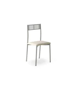 Pack de 4 sillas Laura en polipiel blanco, 41 x 47 x 86 cm (largo x ancho x alto)