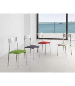 Pack de 4 sillas Laura en polipiel verde, 41 x 47 x 86 cm (largo x ancho x alto)