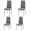 Pack de 4 sillas Md-Galera tapizadas en tejido PU gris, 93cm(alto) 43cm(ancho) 42.5cm(largo)