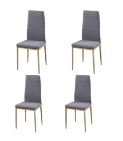 Pack de 4 sillas Md-Galera tapizadas en tejido PU gris, 93cm(alto) 43cm(ancho) 42.5cm(largo)
