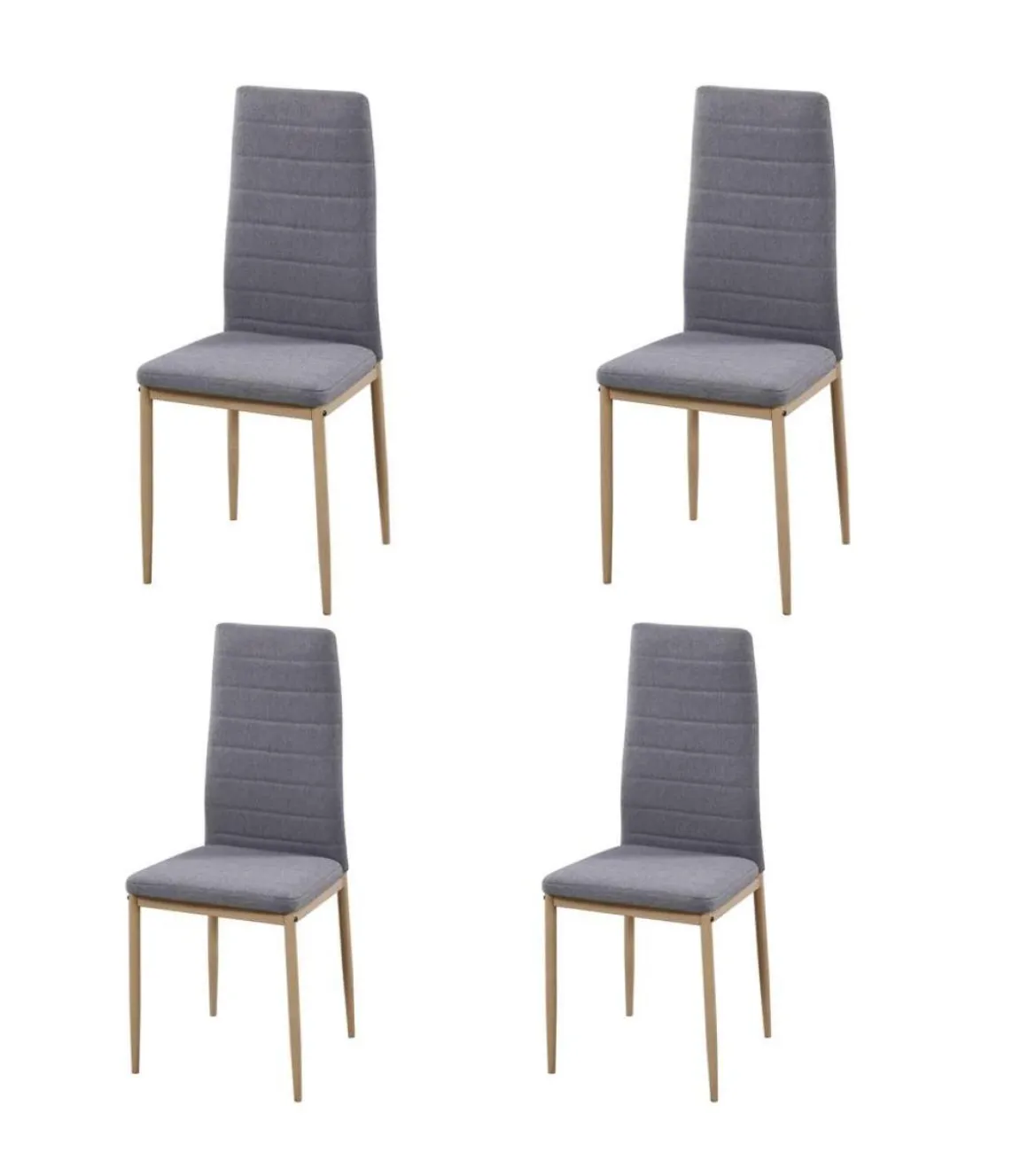 Pack de 4 sillas Md-Galera tapizadas en tejido PU gris, 93cm(alto) 43cm(ancho) 42.5cm(largo)