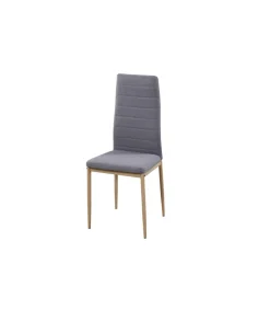 Pack de 4 sillas Md-Galera tapizadas en tejido PU gris, 93cm(alto) 43cm(ancho) 42.5cm(largo)