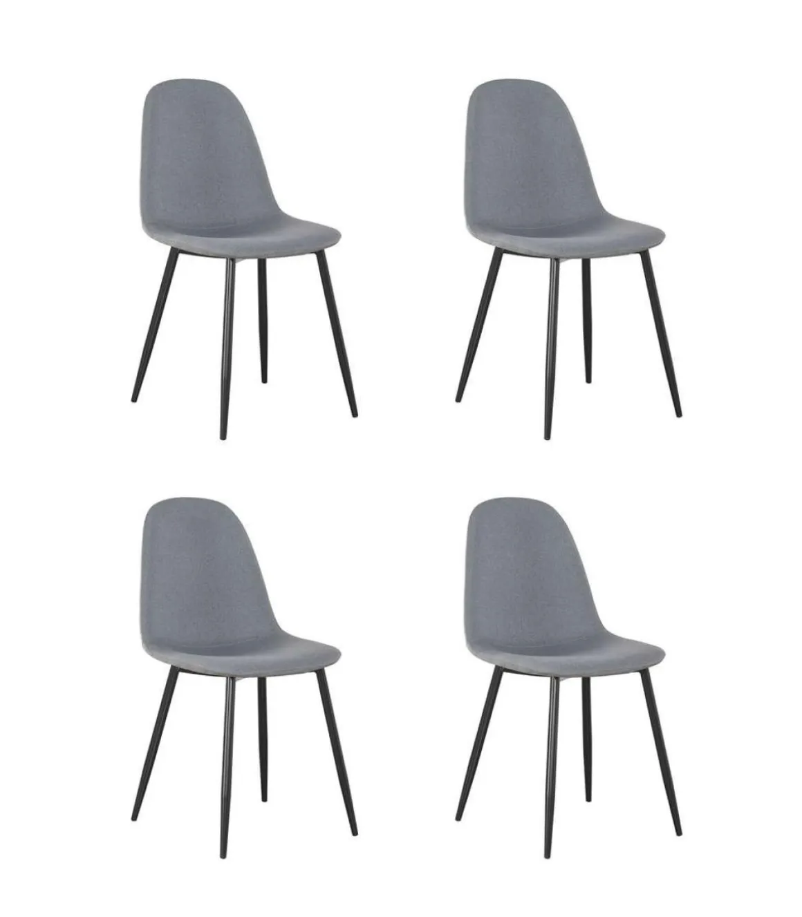 Pack de 4 sillas Md-Hamer tapizadas en textil 100% poliéster gris, 88cm(alto) 54.5cm(ancho) 45cm(largo)