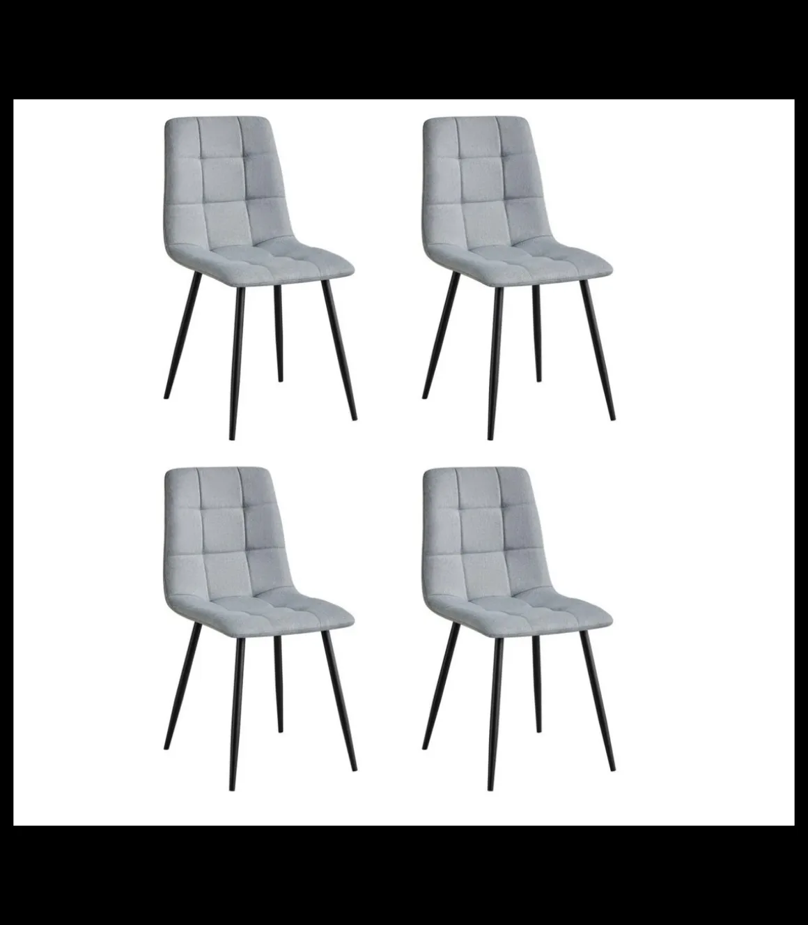 Pack de 4 sillas Md-Portland tapizadas en tejido gris, 88cm(alto) 43cm(ancho) 47.5cm(fondo)