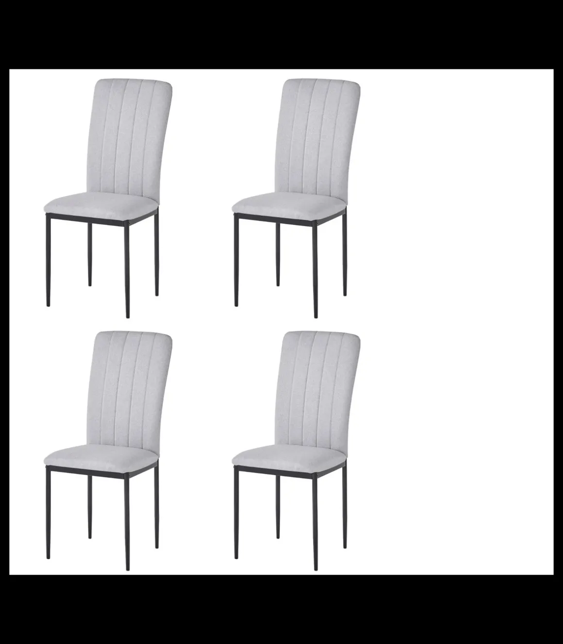 Pack de 4 sillas Md-Trenton tapizadas en tejido gris ceniza, 100cm(alto) 36cm(ancho) 55cm(fondo)