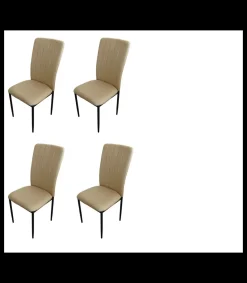 Pack de 4 sillas Md-Trenton tapizadas en tejido beige arena, 100cm(alto) 36cm(ancho) 55cm(fondo)