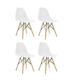 Pack de 4 sillas Md-Velez acabado en polipropileno blanco, 83cm(alto) 50.5cm(ancho) 46.5cm(largo)