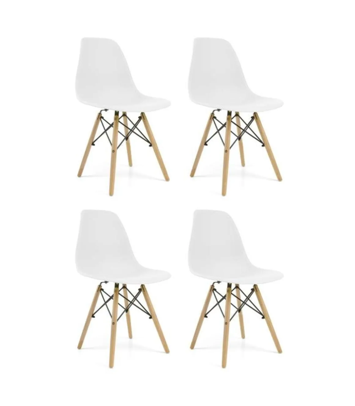Pack de 4 sillas Md-Velez acabado en polipropileno blanco, 83cm(alto) 50.5cm(ancho) 46.5cm(largo)
