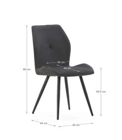 Pack de 2 sillas modelo Adara tapizado textil negro, 91cm(alto) 46cm(ancho) 62cm(largo)