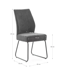 Pack de 4 sillas modelo Alicia tapizado textil gris antracita, 97cm(alto) 45cm(ancho) 62cm(largo)