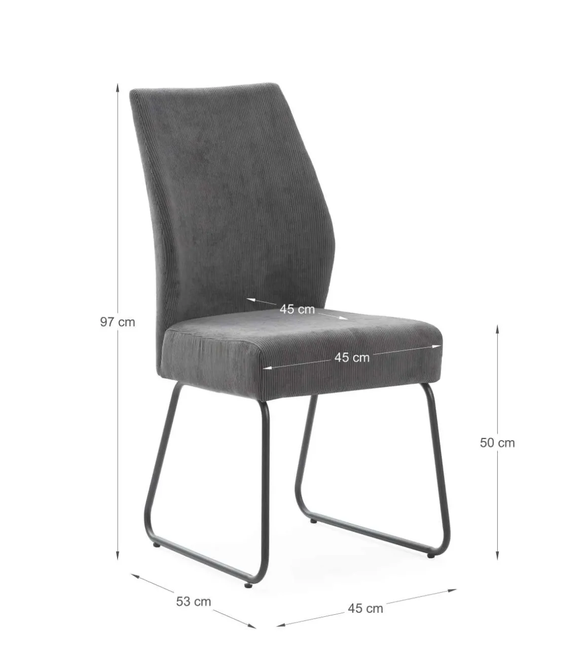 Pack de 4 sillas modelo Alicia tapizado textil gris antracita, 97cm(alto) 45cm(ancho) 62cm(largo)
