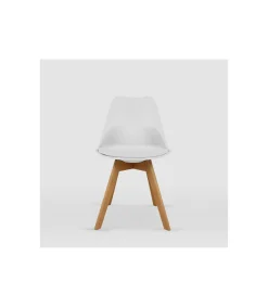 Pack de 4 sillas modelo Dana tapizadas en piel sintética blanco, 48.5cm(ancho ) 82.5cm(altura) 53cm(fondo)