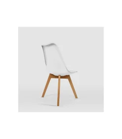 Pack de 4 sillas modelo Dana tapizadas en piel sintética blanco, 48.5cm(ancho ) 82.5cm(altura) 53cm(fondo)