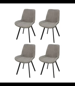 Pack de 4 sillas modelo Estrella tapizadas en textil gris, 87cm(alto) 52cm(ancho) 45cm(largo)