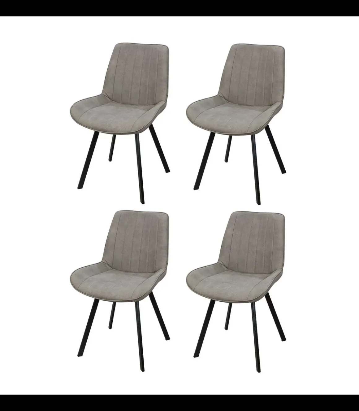 Pack de 4 sillas modelo Estrella tapizadas en textil gris, 87cm(alto) 52cm(ancho) 45cm(largo)