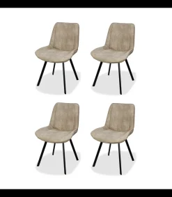 Pack de 4 sillas modelo Estrella tapizadas en textil beige, 87cm(alto) 52cm(ancho) 45cm(largo)