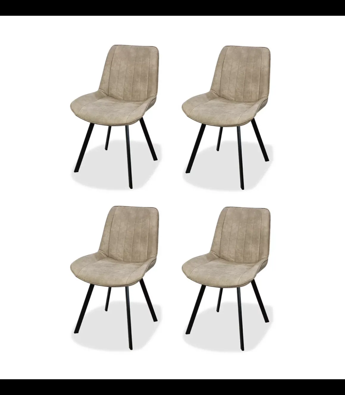 Pack de 4 sillas modelo Estrella tapizadas en textil beige, 87cm(alto) 52cm(ancho) 45cm(largo)
