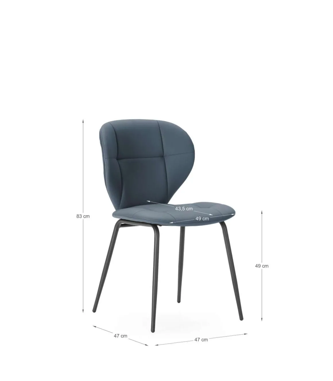 Pack de 2 sillas modelo Fauna tapizado polipiel gris oscuro, 83cm(alto) 50cm(ancho) 57cm(largo)