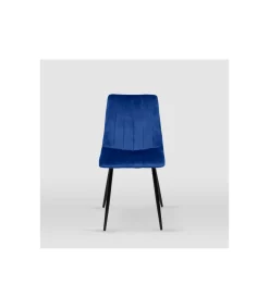 Pack de 4 sillas modelo IRIA tapizadas en terciopelo azul índigo, 44cm(ancho ) 88.5cm(altura) 55cm(fondo)