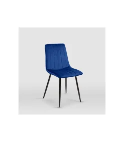 Pack de 4 sillas modelo IRIA tapizadas en terciopelo azul índigo, 44cm(ancho ) 88.5cm(altura) 55cm(fondo)