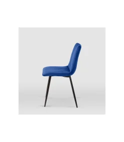 Pack de 4 sillas modelo IRIA tapizadas en terciopelo azul índigo, 44cm(ancho ) 88.5cm(altura) 55cm(fondo)