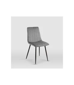 Pack de 4 sillas modelo IRIA tapizadas en terciopelo gris piedra, 44cm(ancho ) 88.5cm(altura) 55cm(fondo)