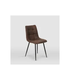 Pack de 4 sillas modelo Ivy tapizadas en microfibra chocolate, 51cm(ancho ) 87.5cm(altura) 54cm(fondo)