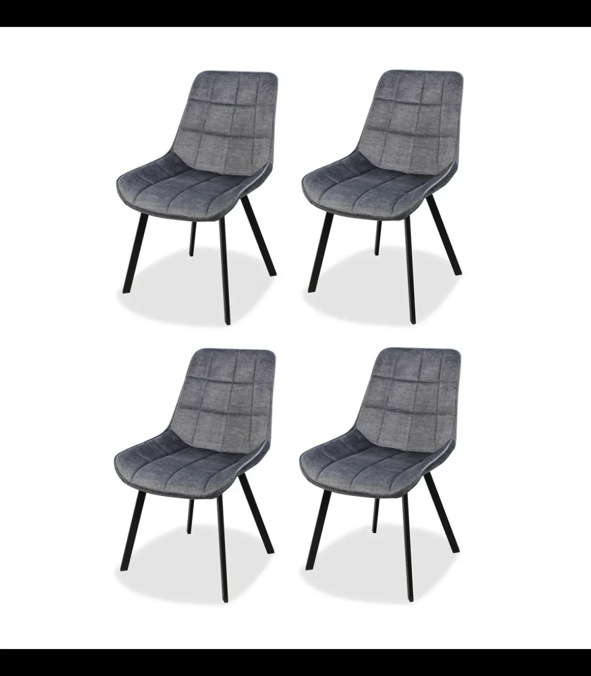 Pack de 4 sillas modelo Jimena tapizadas en textil gris oscuro, 87cm(alto) 52cm(ancho) 45cm(largo)