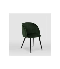Pack de 2 sillas modelo Keren tapizadas en terciopelo verde botella, 51.5cm(ancho ) 88.5cm(altura) 56.5cm(fondo)