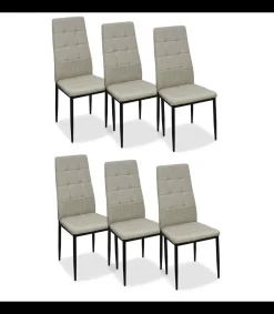 Pack de 6 sillas modelo Latina tapizadas en textil beige, 96cm(alto) 44cm(ancho) 45cm(largo)