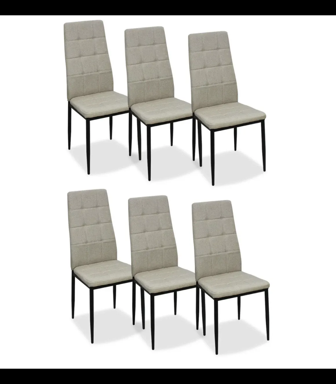 Pack de 6 sillas modelo Latina tapizadas en textil gris, 96cm(alto) 44cm(ancho) 45cm(largo)
