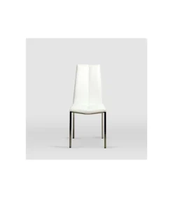 Pack de 4 sillas modelo Marian tapizadas en piel sintetica blanca, 43cm(ancho ) 94cm(altura) 59cm(fondo)