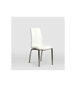 Pack de 4 sillas modelo Marian tapizadas en piel sintetica blanca, 43cm(ancho ) 94cm(altura) 59cm(fondo)