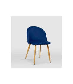 Pack de 4 sillas modelo Mercedes tapizadas en terciopelo azul índigo, 51cm(ancho ) 78cm(altura) 52.5cm(fondo)