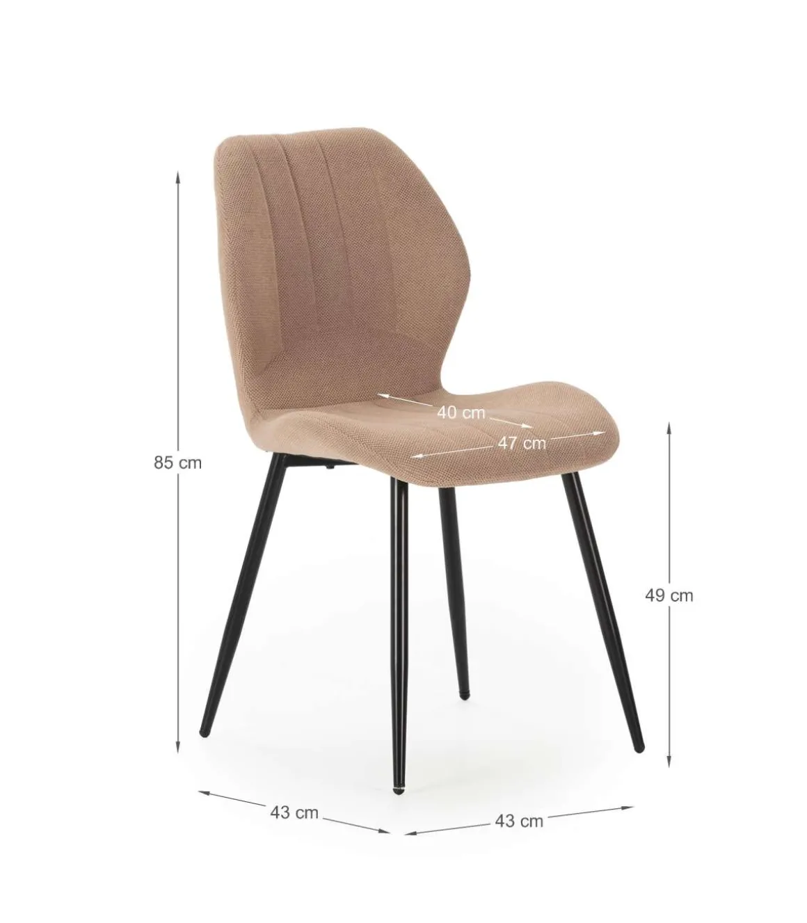 Pack de 4 sillas modelo Miño tapizado textil salmón, 85cm(alto) 47cm(ancho) 58cm(largo)