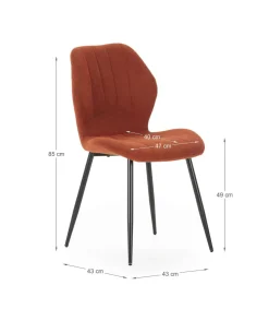 Pack de 4 sillas modelo Miño tapizado textil teja, 85cm(alto) 47cm(ancho) 58cm(largo)