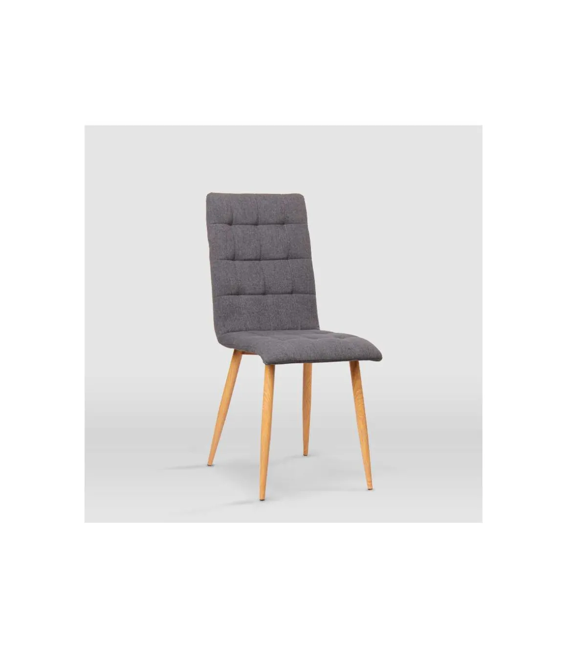Pack de 4 sillas modelo Nadia tapizadas en textil gris piedra, 43cm(ancho ) 94cm(altura) 59cm(fondo)