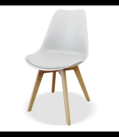 Pack de 4 sillas modelo Osaka tapizadas en polipiel blanco, 83cm(alto) 50cm(ancho) 52cm(largo)