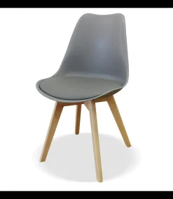 Pack de 4 sillas modelo Osaka tapizadas en polipiel gris, 83cm(alto) 50cm(ancho) 52cm(largo)