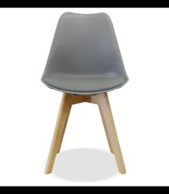 Pack de 4 sillas modelo Osaka tapizadas en polipiel gris, 83cm(alto) 50cm(ancho) 52cm(largo)