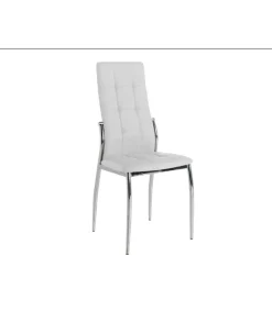 Pack de 4 sillas modelo Petra acabado en polipiel blanco, 46 x 54 x 101/48 cm (largo x ancho x alto)