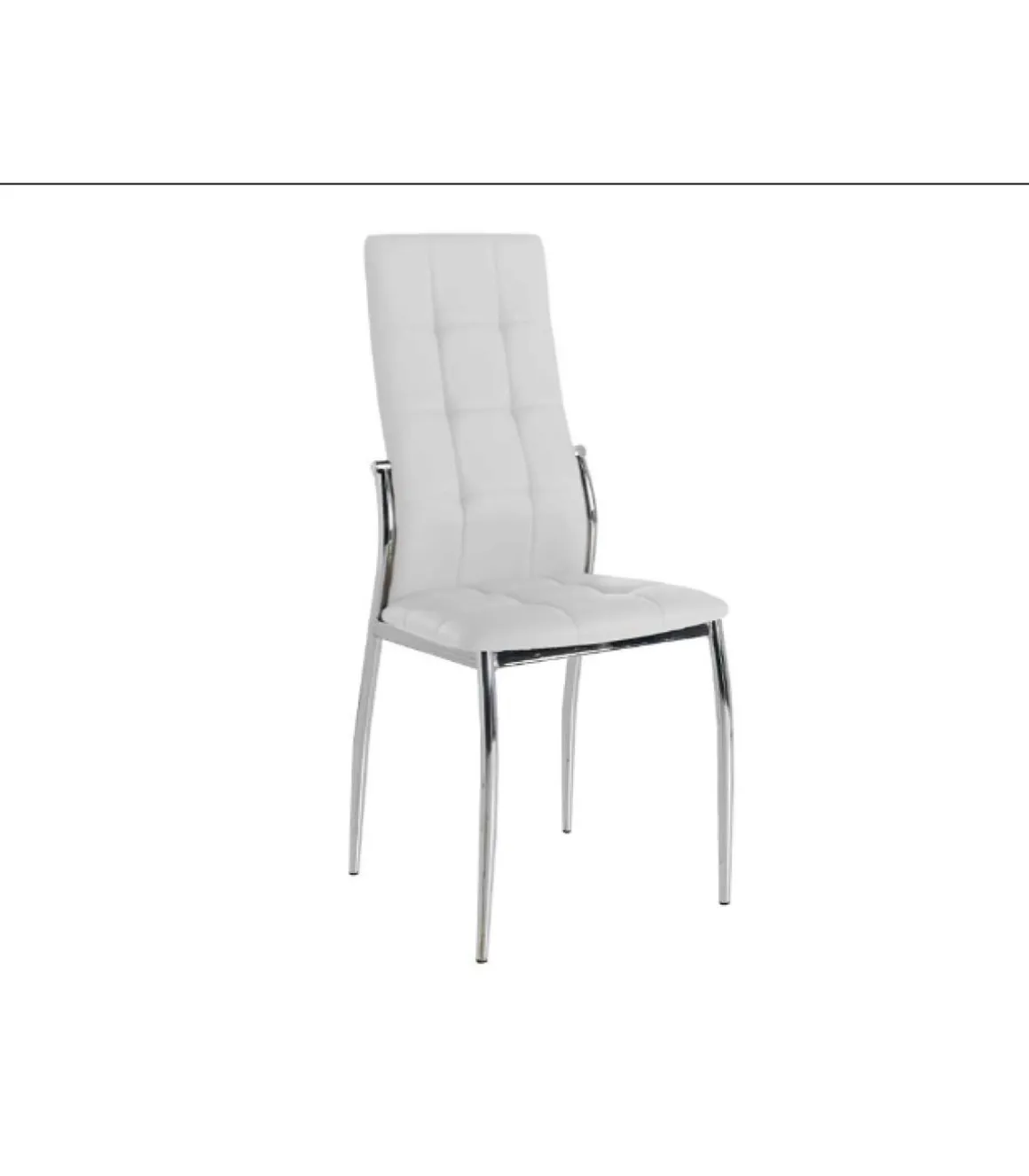 Pack de 4 sillas modelo Petra acabado en polipiel blanco, 46 x 54 x 101/48 cm (largo x ancho x alto)