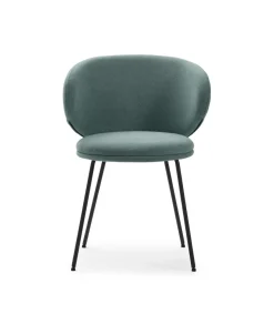 Pack de 2 sillas modelo Rebeca tapizado textil verde, 77.5cm(alto) 58cm(ancho) 59.5cm(largo)