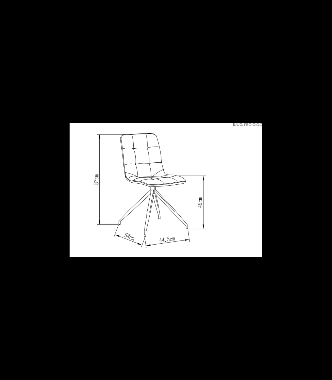 Pack de 2 sillas modelo Rosemary tapizadas en terciopelo azul índigo, 46cm(ancho ) 88cm(altura) 57cm(fondo)