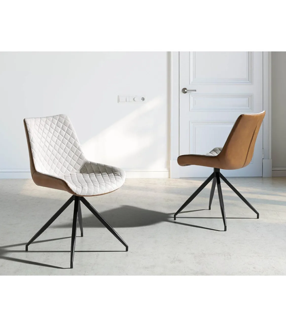 Pack de 2 sillas modelo SABINA acabado beige/marrón, 48 x 62 x 87 cm (largo x ancho x alto)