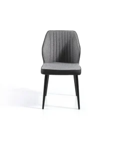 Pack de 4 sillas modelo SARAY acabado tela gris y ecopiel gris oscuro, 49 x 61 x 84 cm (largo x ancho x alto)