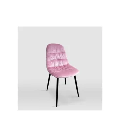 Pack de 4 sillas modelo WEI tapizadas en terciopelo rosa, 45cm(ancho ) 87cm(altura) 54.5cm(fondo)