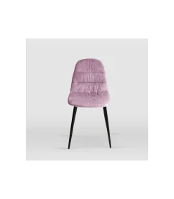 Pack de 4 sillas modelo WEI tapizadas en terciopelo rosa, 45cm(ancho ) 87cm(altura) 54.5cm(fondo)