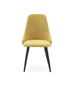 Pack de 4 sillas para cocina o comedor Izan tapizado textil amarillo, 91cm(alto) 50cm(ancho) 57cm(fondo)