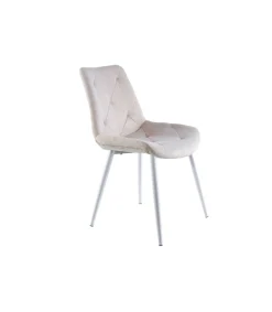 Pack de 4 sillas para cocina o comedor Marlene tapizado textil beige/blanco, 85 cm(alto)53 cm(ancho)61 cm(largo)